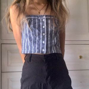 Brandy Melville Blue Button Up Crop Top